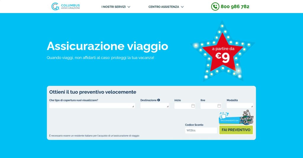 Columbus Direct Italia homepage