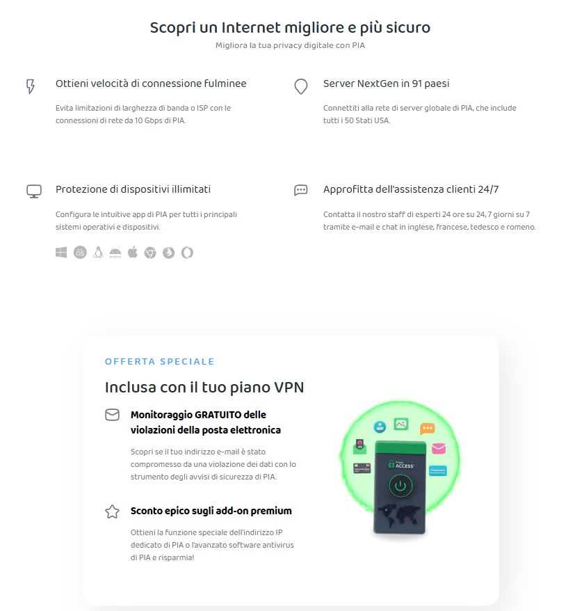 Private VPN internet access Feature