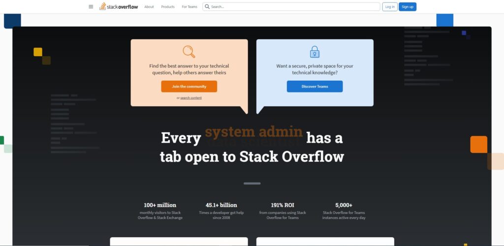 StackOverflow Homepage