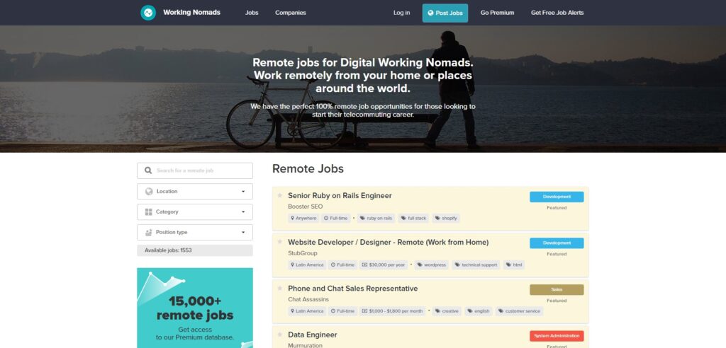 Working Nomads Homepage