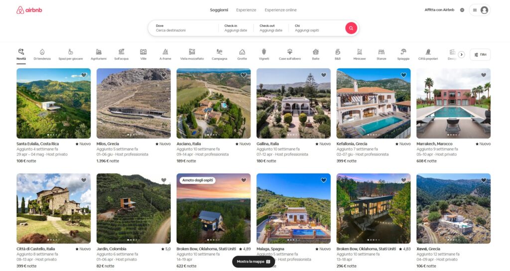 AirBnB Homepage